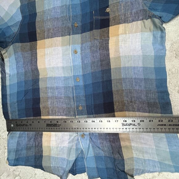 Tommy Bahama Island Modern Fit Plaid Button Down Short Sleeve Linen Shirt Large - Picture 7 of 8